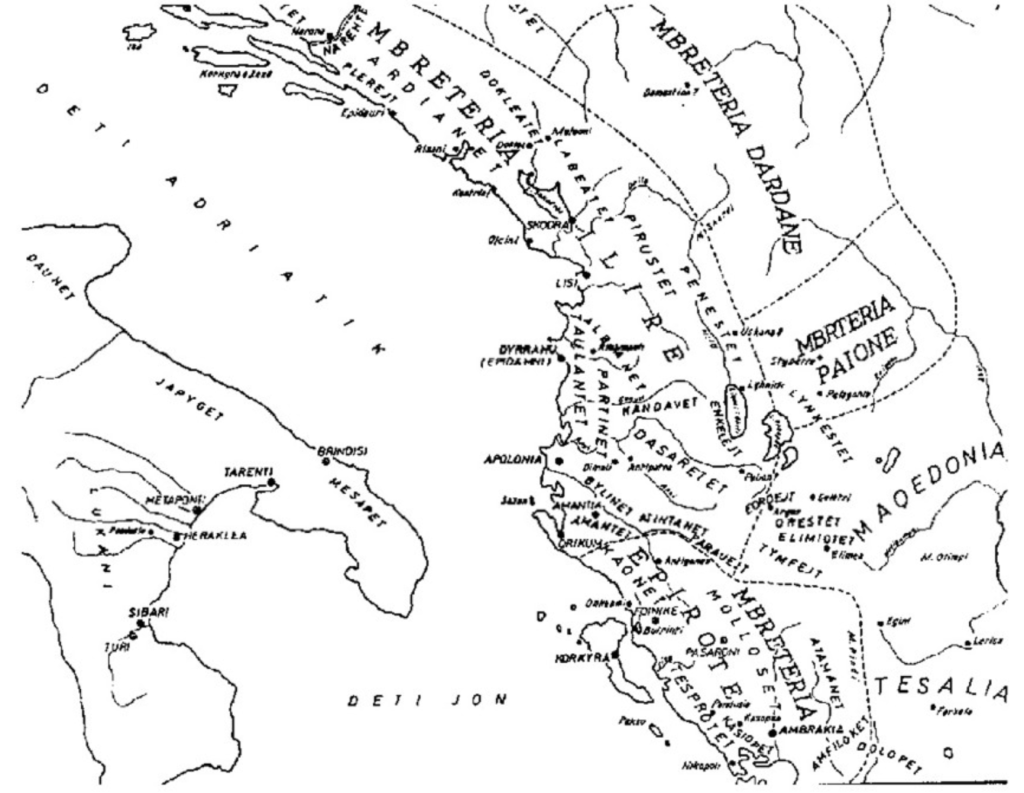 Fig. 1. Harta e fiseve dhe e Mbretërisë Ilire.
