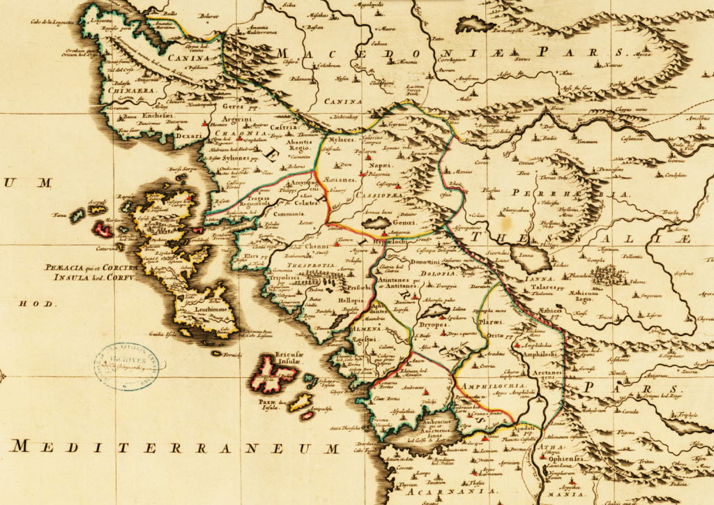 Lauremberg, Johannes Wilhelm (1590-1658). Cartographe.Novantiqua Epirus quae hodie Albania : Epirus Pyrrhi patria